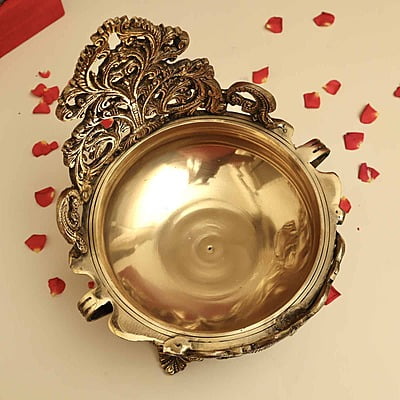 Brass Designer Urli Decorative Bowl - 10 inch Height | Artistic Brass Urli Decorative Bowl with Intricate Design for Stylish Decor Brass Designer Urli Decorative Bowl - 10 inch Height | Artistic Brass Urli Decorative Bowl with Intricate Design for Stylish Decor