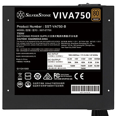 SilverStone Power supply 750Watt 80 Plus SMPS (VIVA 750 Bronze) SilverStone Power supply 750Watt 80 Plus SMPS (VIVA 750 Bronze)