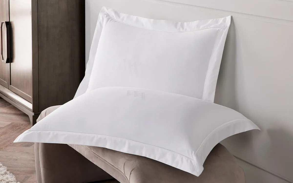 Pillow Cover Framed Glace Cotton 300 TC - Plain - White