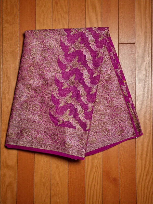 Pink Banarasi Silk Zari Saree with Unstitched Blouse