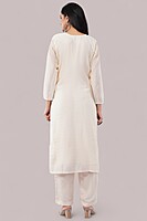 WHITE COTTON SALWAR SUIT SET WITH FLORAL PRINT