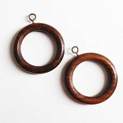 Polished Dark Wood Ring with hook- 6cm