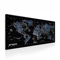 Surinka World Map Extended Size (800 mm x 300 mm x 2 mm) Gaming Mouse Pad Mousepad  (Black)