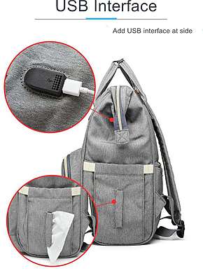 Multi-functional Mommy Bag Crib Backpack with USB support, Large Capacity Mother and Baby Bag Folding Mommy Bag Multi-functional Mommy Bag Crib Backpack with USB support, Large Capacity Mother and Baby Bag Folding Mommy Bag