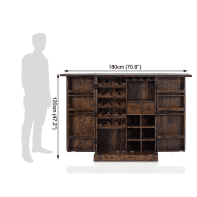 Sheesham Wood Bar Cabinet Rack Hard and Soft Drinks Storage Cabinets Sheesham Wood Furniture Wine Wisky Scotch All Type Drinks Bar Cabinet for Living Room (Natural Brown Finish) Sheesham Wood Bar Cabinet Rack Hard and Soft Drinks Storage Cabinets Sheesham Wood Furniture Wine Wisky Scotch All Type Drinks Bar Cabinet for Living Room (Natural Brown Finish)
