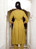 YELLOW STRIPED COTTON SALWAR SUIT SET