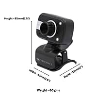 ZEBRONICS Web Camera Zeb-Crystal Clear with 3P Lens, Built-in Microphone, Auto White Balance, Night Vision and Manual Switch for LED (Black) ZEBRONICS Web Camera Zeb-Crystal Clear with 3P Lens, Built-in Microphone, Auto White Balance, Night Vision and Manual Switch for LED (Black)